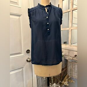 Navy Blue Biltmore Cotton Sleeveless Women's Top Size M NWT Feminine Cotton Chic